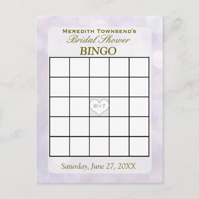 Lavender Bokeh | Bingo Card (Front)