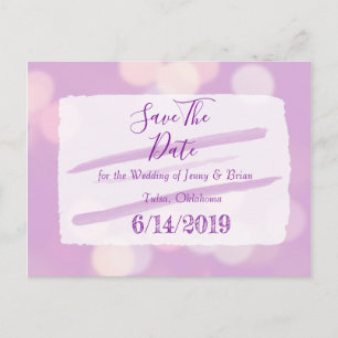 Lavender Bokeh Wedding Save the Date Postcard