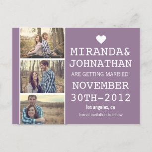 Lavender Bold Photo Strip Save The Date Post Cards