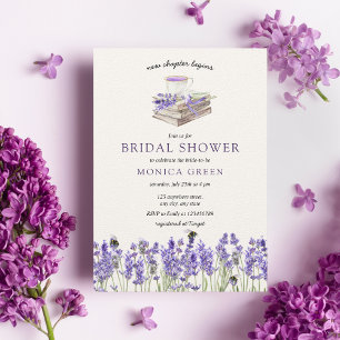 Lavender Book New Chapter Begins Bridal Shower Invitation
