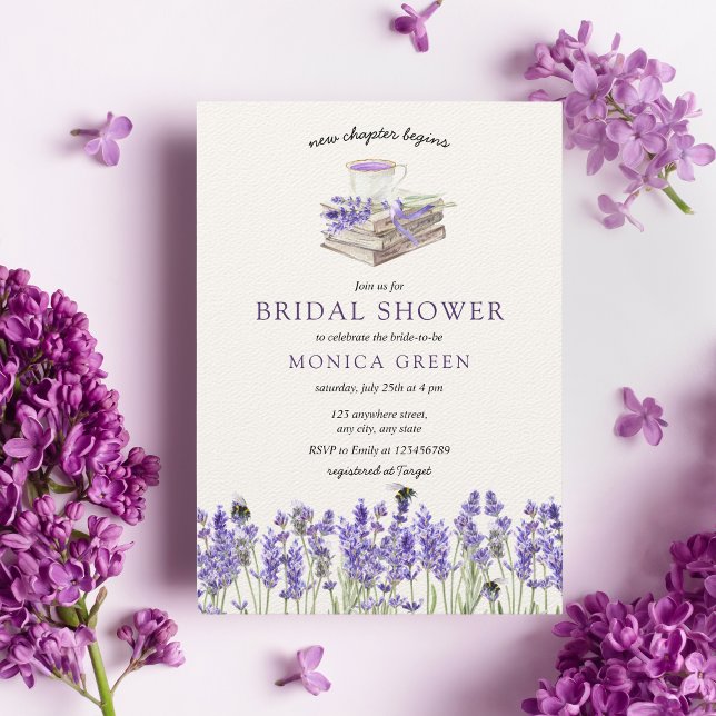 Lavender Book New Chapter Begins Bridal Shower  Invitation (Creator Uploaded)