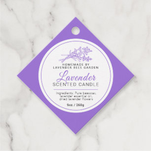 Lavender botanic art candle ingredients barcode favour tags