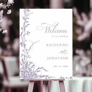 Lavender Botanical Arch Garden Wedding Welcome Poster