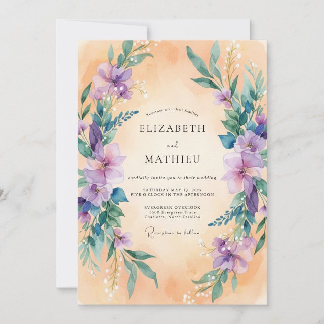 Lavender Botanical Arch Wedding Invitation (Front)