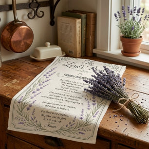 Lavender Botanical Beige Name Lord’s Prayer Tea Towel