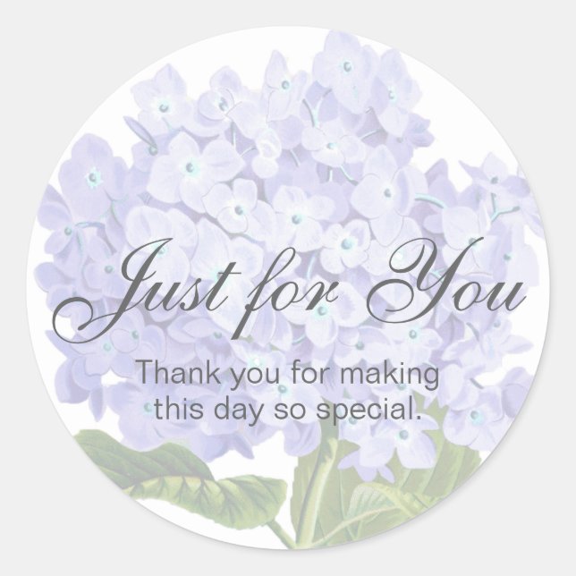 Lavender Botanical Birthday Elegant Thank You Classic Round Sticker (Front)