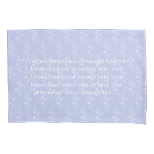 Lavender Botanical Floral Blue Bedroom Custom text Pillowcase