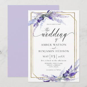Lavender Botanical Floral Dusty Puple Wedding  Invitation