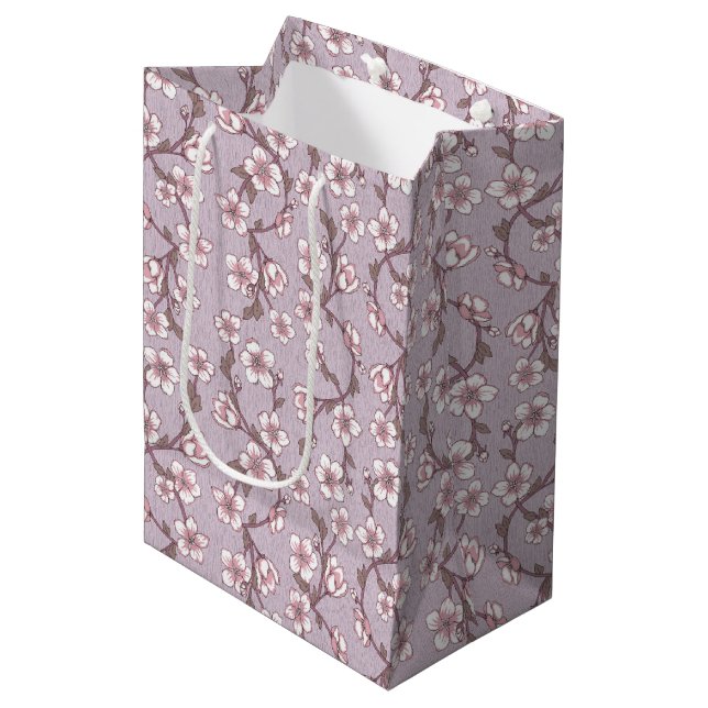 Lavender Botanical Floral Gift Bag – Purple Lilac  (Front Angled)