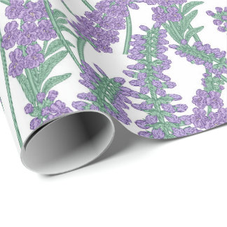 Lavender Botanical Floral Gift Wrap Pattern