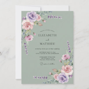 Lavender Botanical Floral Wedding Invitation