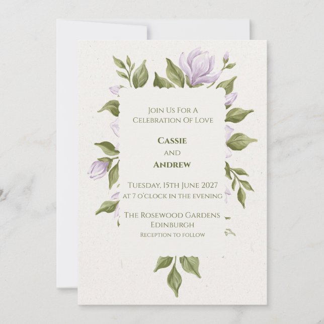 Lavender Botanical Floral Wedding Invitation (Front)