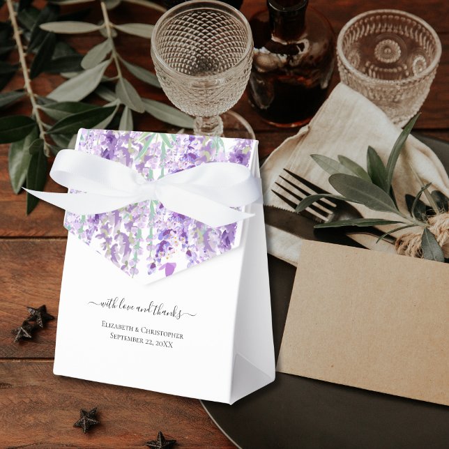 Lavender Botanical Greenery Purple Green Wedding  Favour Box (Lavender Botanical Green Purple Flowers Floral Wedding Favor Boxes- Personalized)