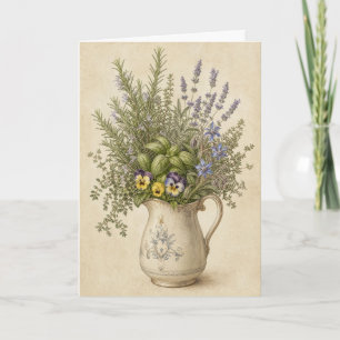 Lavender Botanical Greeting Herb Garden Floral Card