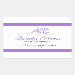 Lavender botanical line art ingredients candle rectangular sticker