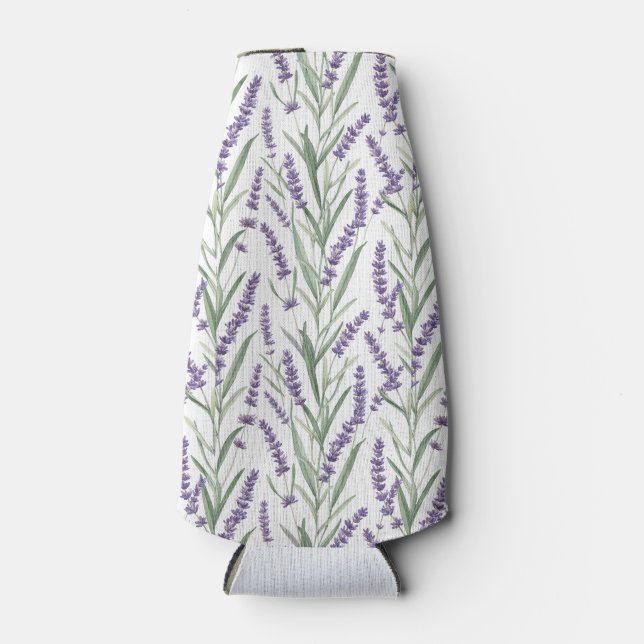 Lavender Botanical Pattern Bottle Cooler (Front)