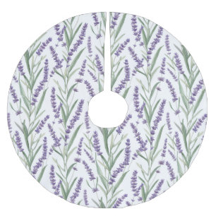 Lavender Botanical Pattern Brushed Polyester Tree Skirt