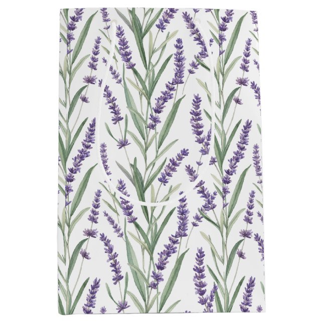 Lavender Botanical Pattern Medium Gift Bag (Front)