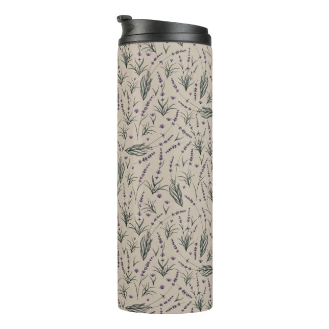 Lavender Botanical Pattern Thermal Tumbler (Rotated Right)
