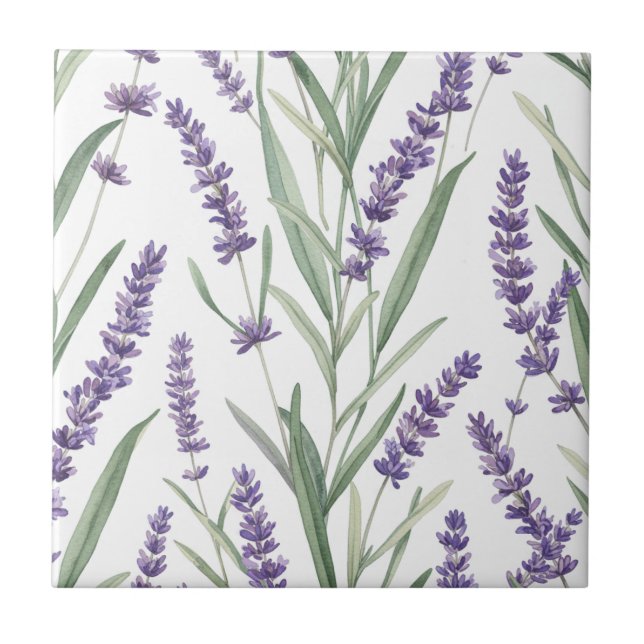 Lavender Botanical Pattern Tile (Front)