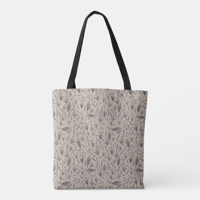 Lavender Botanical Pattern Tote Bag (Back)