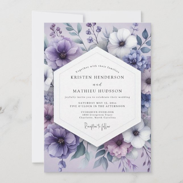Lavender Botanical Romantic Wedding Invitation (Front)