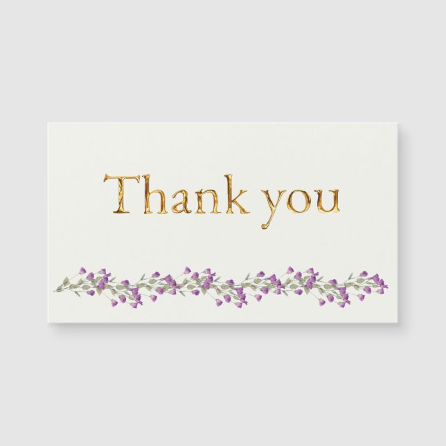 Lavender bough with Elegant Gold Script Thank you (Front)