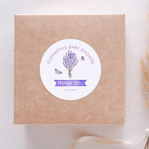 Lavender Bouquet Baby Shower Thank You  Classic Round Sticker