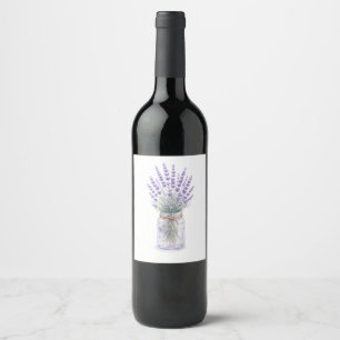 Lavender Bouquet in Mason Jar Watercolor Gift Tag Wine Label