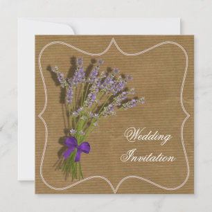 Lavender Bouquet Purple Brown Vintage Inspired Invitation