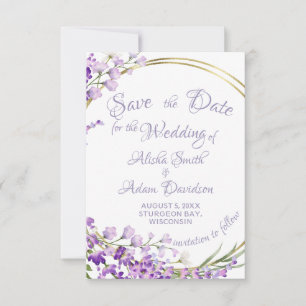 Lavender Bouquet Wreath Wedding Save The Date Card