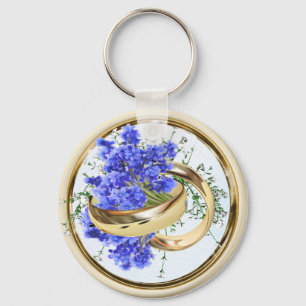 Lavender Bouquets  gold rings Key Ring