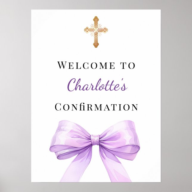 Lavender bow Confirmation welcome Poster (Front)