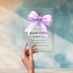 Lavender bow cream clear Sweet 16 Acrylic Invitations<br><div class="desc">A clear,  transparent background,  decorated with a large lavender,  violet,  purple coloured bow. Personalise and add a name and party details.</div>