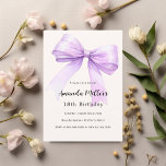 Lavender bow cream elegant birthday invitation<br><div class="desc">A soft beige,  cream coloured background,  decorated with a large lavender,  violet,  purple coloured bow. Personalise and add a name and party details.</div>