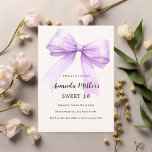 Lavender bow cream elegant Sweet 16 Invitation<br><div class="desc">A soft beige,  cream coloured background,  decorated with a large lavender,  violet,  purple coloured bow. Personalise and add a name and party details.</div>