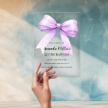 Lavender bow elegant clear birthday acrylic invitations<br><div class="desc">A clear,  transparent background,  decorated with a large lavender,  violet,  purple coloured bow. Personalise and add a name and party details.</div>