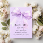 Lavender bow elegant Sweet 16 Invitation<br><div class="desc">A soft lavender,  purple coloured background,  decorated with a large bow. Personalise and add a name and party details.</div>