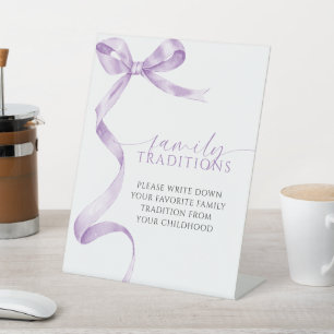 Lavender Bow Favourite Family Traditions Game Pedestal Sign