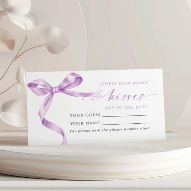 Lavender Bow How Many Kisses Shower Game card (Creator Uploaded)
