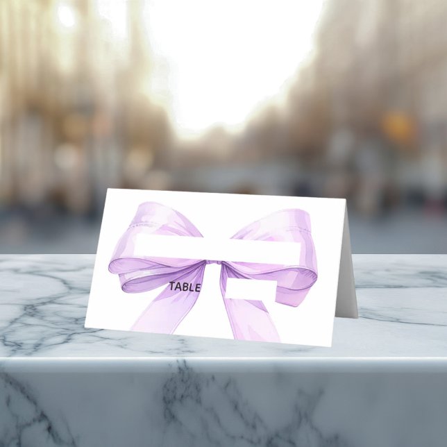 Lavender bow Place Cards Elegant Folded (Creator Uploaded)