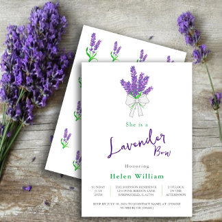 Lavender Bow Purple Baby Shower Invitation