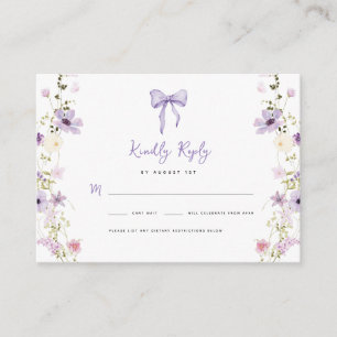 Lavender Bow RSVP Baby Shower Enclosure Card