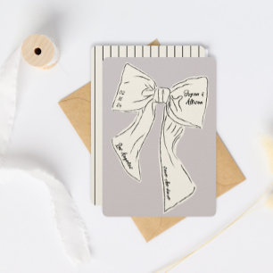 Lavender bow save the date wedding  invitation