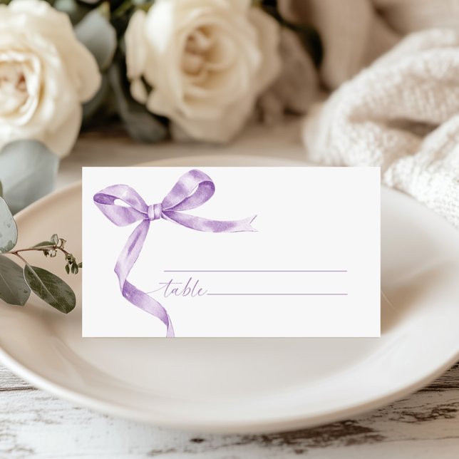 Lavender Bow Wedding  Place Card (Creator Uploaded)