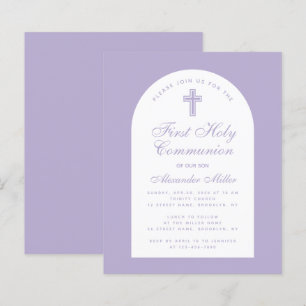 Lavender Boy First Communion Budget Invitation