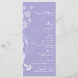 Lavender Branch Wedding Menu Card