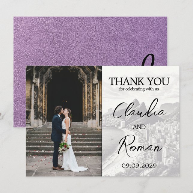 Lavender Brazil Passport Thank You Card (Front/Back)