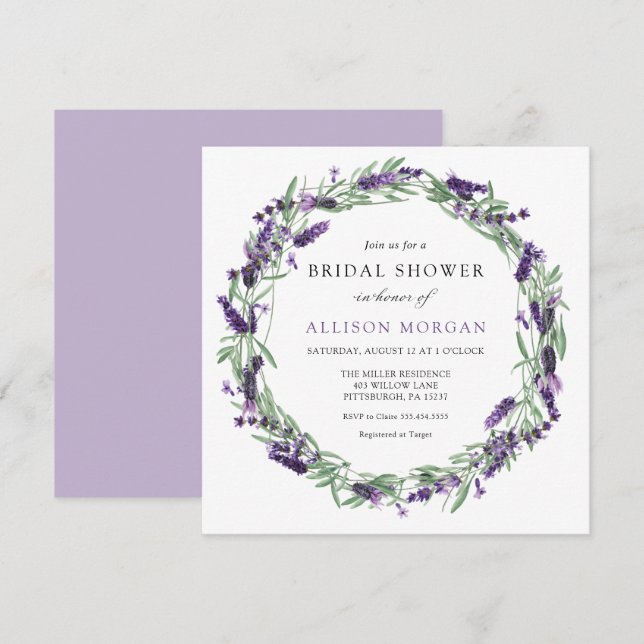 Lavender Bridal Shower Invitation (Front/Back)