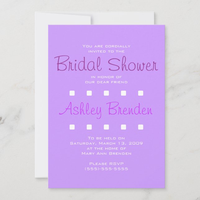 Lavender Bridal Shower Invitation (Front)